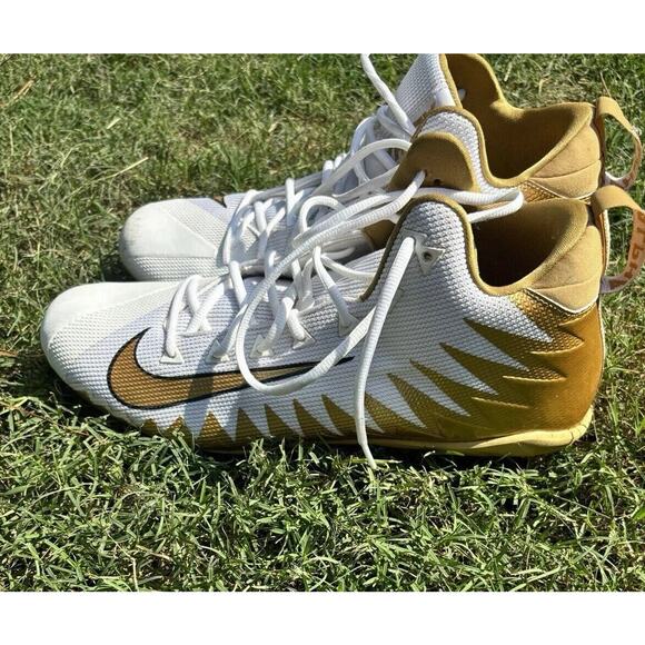 Nike Alpha Menace Pro Mid PROMO Football Cleats Size 15 White/Gold CI1791-100 - Picture 1 of 7